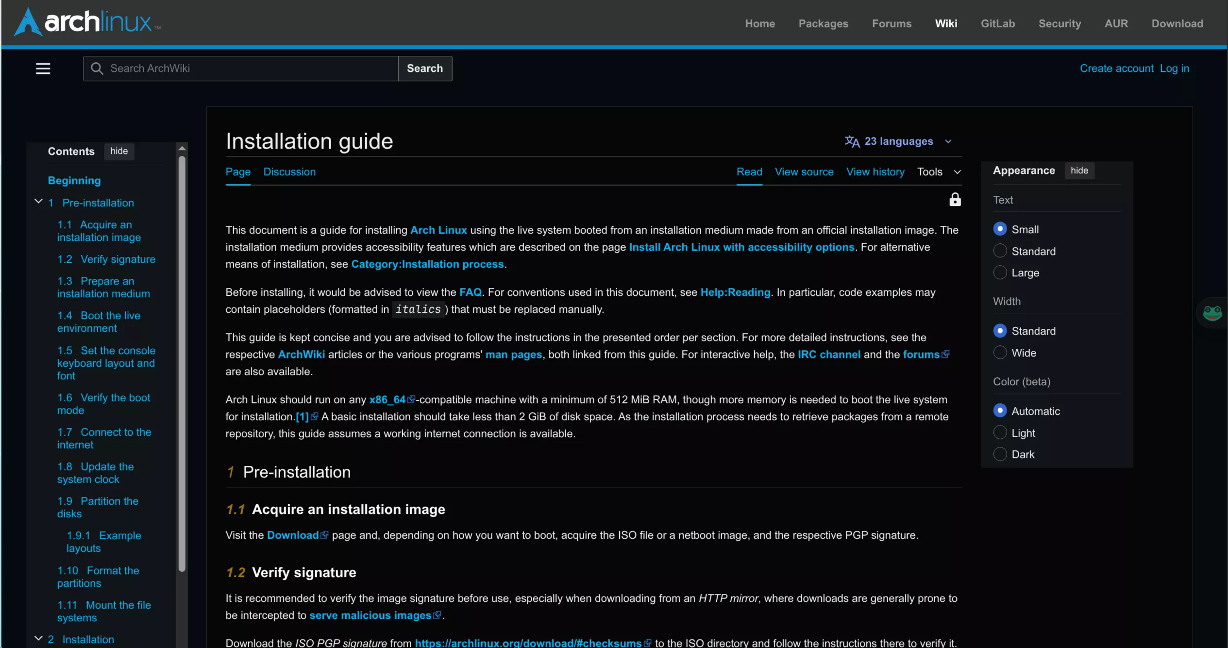 archwiki安装指南